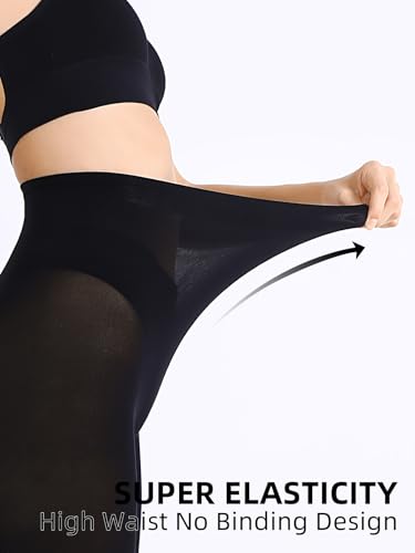 Image of Women's 80 Denier Semi Opaque Tights High Waist Soft Solid Color Footed Pantyhose