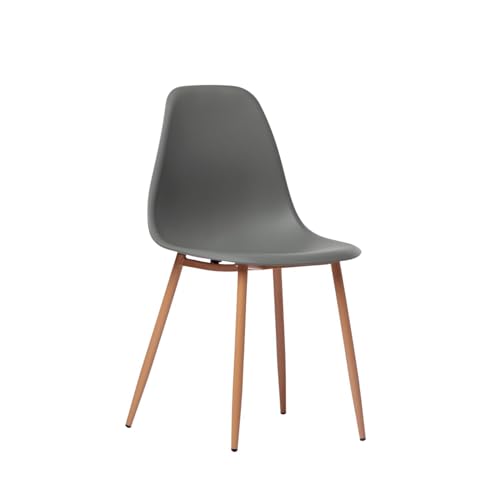 KLAST Chaise de Salle à Manger Nina en Polypropylène Gris avec Pieds Naturels, Design Fonctionnel et Léger, Adaptée pour l'Extérieur, Haute Durabilité et...