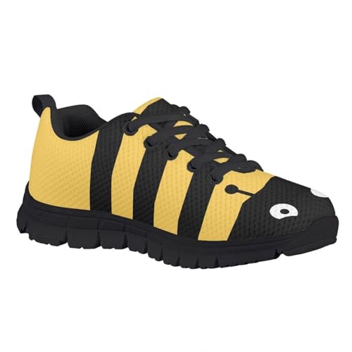 Fuxowvby Kids Sneakers Bee Shoes Tennis Non-Slip Athletic Running Walking Lightweight Lace-Up Sneaker for Children Soft Breathable Sport Basketball School Shoes for Big Kids Black US 11