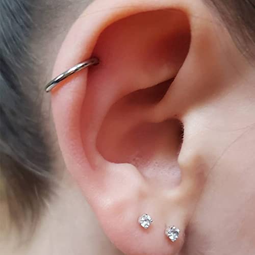 6 Pairs Cubic Zirconia Earrings Studs Set Hypoallergenic 14K White Gold Plated Round Cut Diamond Emerald Green Stud Earrings 925 Sterling Silver Cz Ear Studs For Men Women (4 5 6Mm) #TOP2