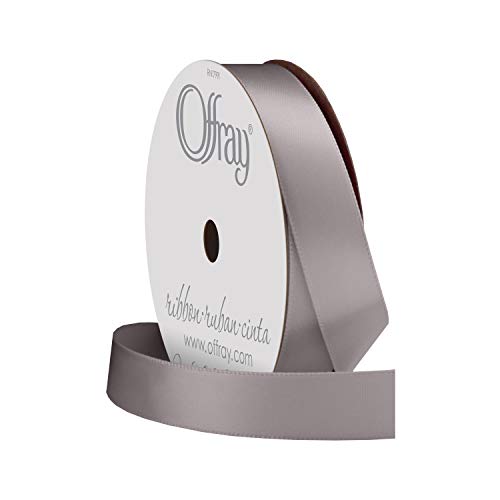 Image of Berwick Offray 072455 5 /8 inch Wide Single Face Satin Ribbon, Silver Gray, 6 Yds
