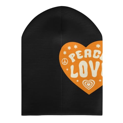 Peace Sign Love Kids Beanie Hat for for Girls Boys Children Cap Winter Knitted Chemo Cancer Headwear Accessories Gifts Decoration Black3