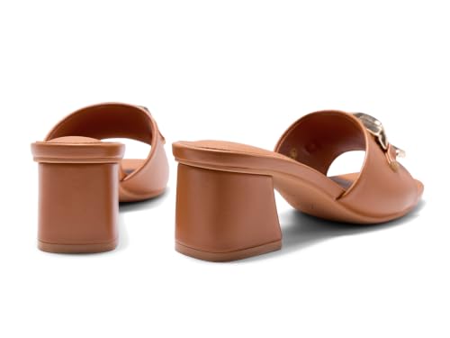 Image of Coutgo Womens Raffia Slide Sandals Chunky Block Heeled Square Open Toe Metal Chain Slip on Mules Dressy Shoes
