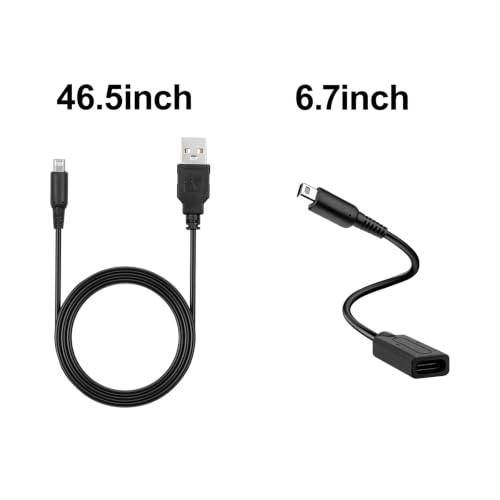 2-Pack USB Charging Cable Compatible with Nintendo New 3DS XL, 3DS, 3DS XL, New 2DS XL, 2DS XL, 2DS, DSi and DSi XL, 118cm Charger Cord with Extension Adapter image 5