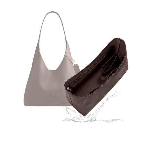 19 NeatThin Lightweight Purse Insert Waterproof Surface and Silky Satin Interior Fit for Brooklyn 28 (With Zipper and Bottle Holder Chocolate)