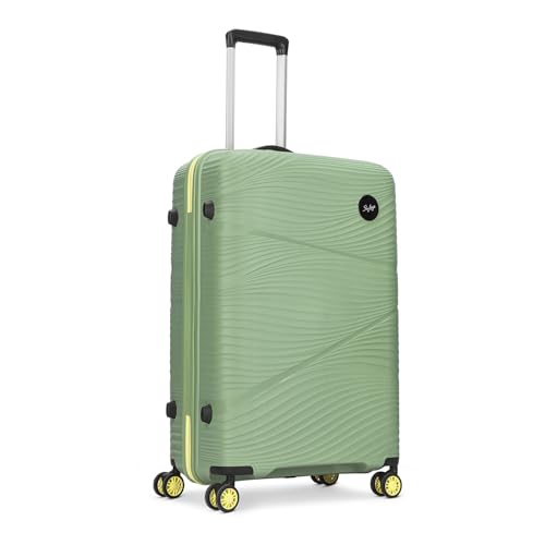 Image of Skybags Swirl Check-in Trolley Bag 75cm | Large Hard Luggage | 8 Wheels Suitcase for Travel | 3-Digit Combination Lock with Anti-Theft Zipper | Polypropylene | 3 Years Warranty - Unisex (Green)