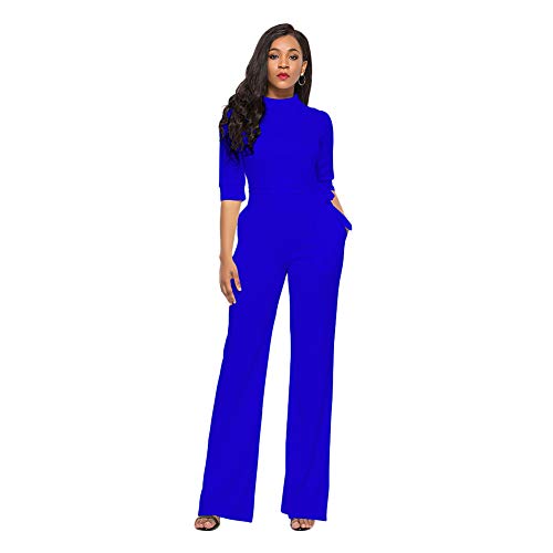 XZmy Women Elegant Half Sleeve Bodycon Jumpsuits Wide Leg Long Pants Jumpsuits Romper Belt Royal Blue XZmy Women Elegant Half Sleeve Bodycon Jumpsuits Wide Leg Long Pants Jumpsuits Romper Belt Royal Blue