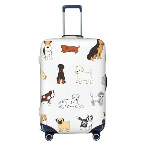 Cartoon Doodle Puppy Dog Luggage Cover for Suitcase, Suitcase Cover Protector Fit 25-28 Inch Luggage Travel Accessories, L