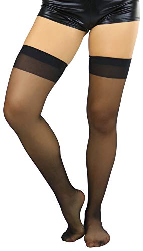 Image of ToBeInStyle Women's Sheer Banded Thigh High Socking w /Opaque Band