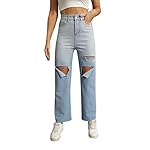 High-Leg-Jeans-Buttocks-Color-Flared-Jeans-Straight-Slim-Womens-Fit-Solid-Ripped-Waiste-Womens-Jeans
