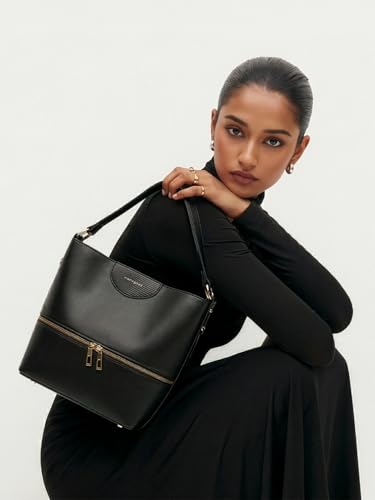 Image of Ophelia Women's Vegan Leather Tote Bag | Structured Top Handle Handbag with Magnetic Closure & Removable Pouch | Spacious Office & Everyday Carry Bag