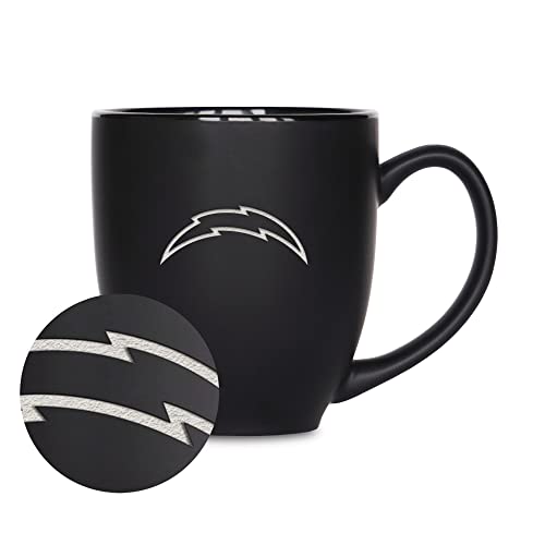 Image of Rico Industries NFL Football 15oz Personalized Laser Engraved Matte Black Ceramic Bistro Mug - For Hot or Cold Drinks