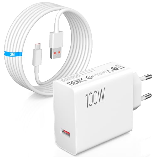 100W Chargeur Rapide pour XiaoMi 17T/POCO X8 Pro Max/F8 Ultra/M8 Pro 90W 67W 45W Rapide Chargeur et 2m Câble USB C pour XiaoMi 15T 14T 13T pour Redmi Note 15...