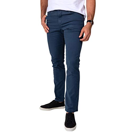 Kit com Duas Calças Masculinas Jeans e Sarja Coloridas com Lycra - Azul e Verde - 42