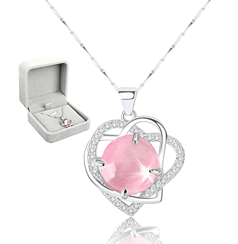 Sgizoku Collier Coeur pour Femme Fille Pendentif de Rose Prehnite Pierres Naturelles Coeur d'amour Collier Maman Cadeau de Bijoux pour le jour de la Saint-Valentin Noël Anniversaire Cover