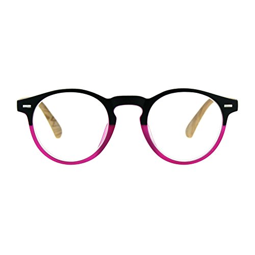 PASTL Reading Glasses Magnified Eyeglasses Round Keyhole Fashion Spring Hinge