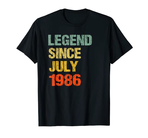 Regalos de cumpleaños 37 años Leyenda desde julio de 1986 Camiseta
