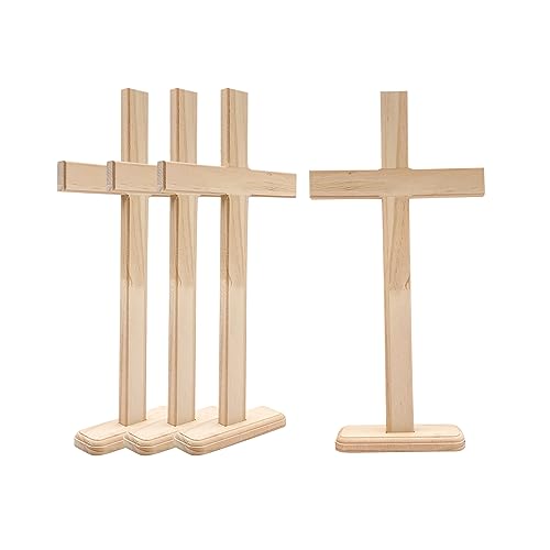 16 Inch 4 Pack Wood Cross Unfinished Wooden...