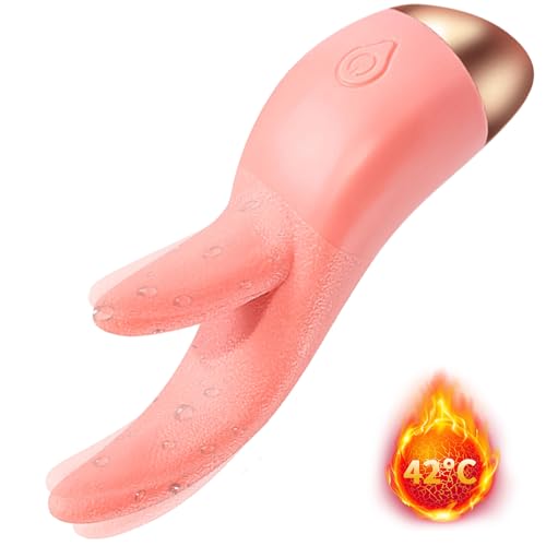 LZYLWC Doppelzungenvibrator mit Heizfunktion 2 in 1 G-Punkt Vibrator Sex spielzeug mit 10 Vibrationsmodi Zungenvibrator Lecken Frauen Klitoris für die Frau Vibratoren für Frauen