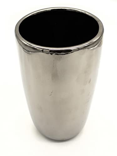 DARO DEKO Keramik Vase Silber - 23,5cm hoch - Blumenvase Pflanzgefäß DARO DEKO Keramik Vase Silber - 23,5cm hoch - Blumenvase Pflanzgefäß