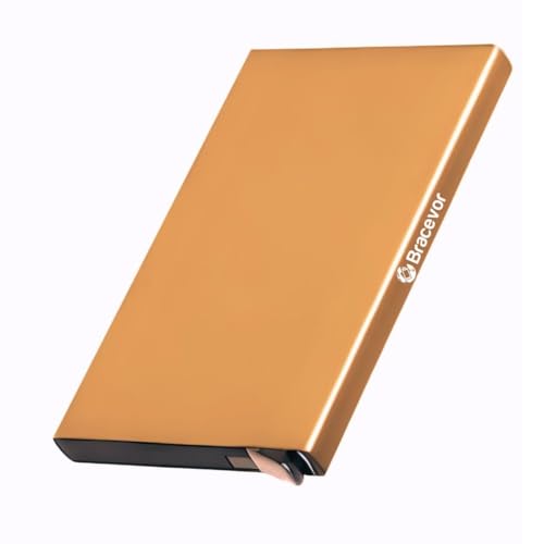 Image of Bracevor 10 Slot popup Aluminium Metal Card Holder Wallet | RFID Blocking | for Men & Women | Credit & Debit Cards - Golden