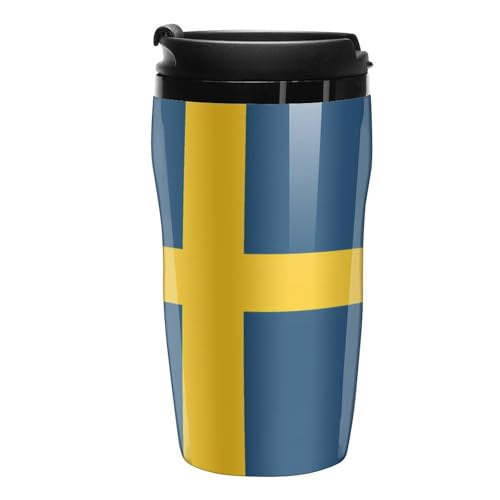 Tazza da caffè con bandiera svedese con coperchio, tazza da viaggio, tazza da tè e caffè, per donne e uomini, 250 ml