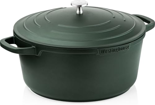 Image of Westinghouse Performance Series 24 cm Green Casserole Dish with Lid - Lightweight Cast Aluminium Pot | Hob to Oven, Induction & All Stovetops | Oven Safe with Handle Covers | Versatile Cooking Essential