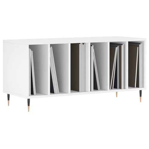 Support console audio vidéo stable en bois blanc et pieds robustes - 3