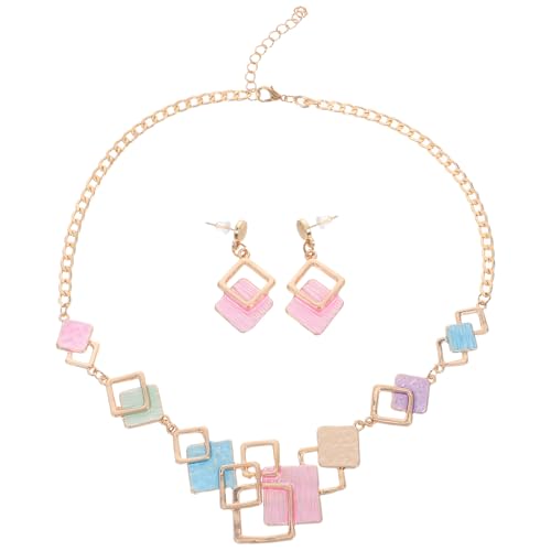 TOGEVAL Ensemble Collier et Boucles D’Oreilles Coloré Acidulé pour Femmes Bijoux Fantaisie Légers Parure Perles Multicolores pour Fêtes et Usage Quotidien