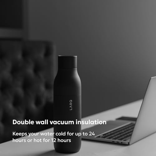 Image of LARQ Stainless Steel Bottle - Self-Cleaning Water Bottle And Water Purification System, Black, Pack Of 1, 500 Milliliters
