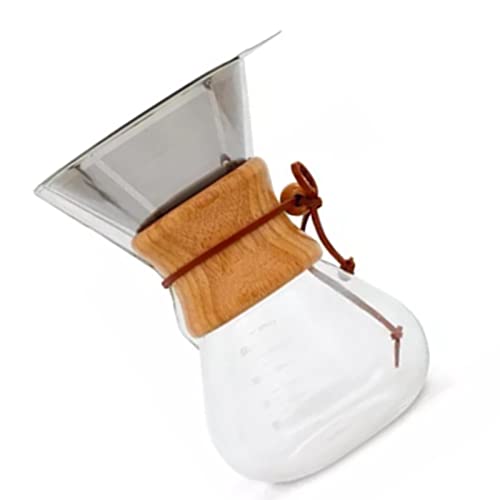Tomantery para Verter con Alto Contenido de Borosilicato, Elegante Gotero Manual con de bambú y Filtro de Acero Inoxidable para Amantes del café Especial