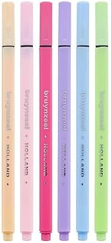 Bruynzeel Pastel Colour Fineliner Brush Pens 6-Piece Set