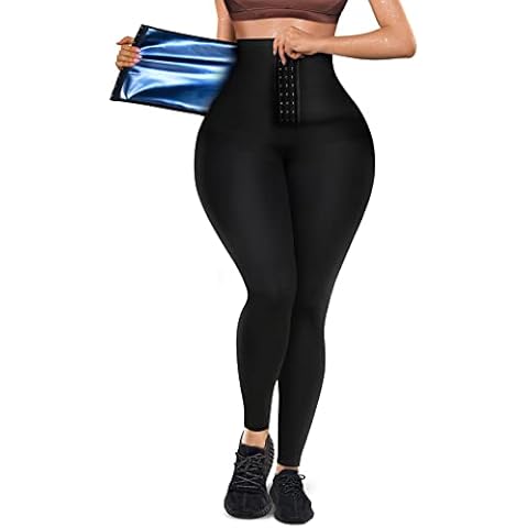 SCARBORO Sauna Sweat Pants Waist Trainer Leggings for Women Slimming Thermo Tummy Control Workout Body Shaper Belt High Waist, Blue, Medium Cover