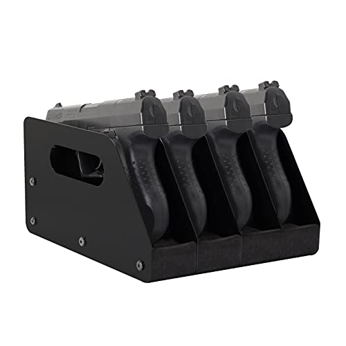Adoreal Gun Rack for Pistol, Pistol Rack Handgun Rack Gun Cabinet Storage, Pistol Organizer Accessories, 4 Gun Holders Fit Most Pistols, Stong Steel Construction, High-Density Foam Padding