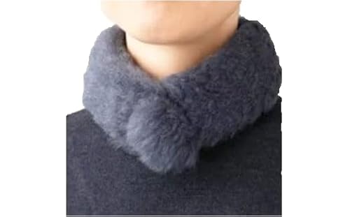 [メリノン]カラープチマフラー 羊毛(ウール)の暖かさ 洗濯機で丸洗いOK (ブルーグレー)
