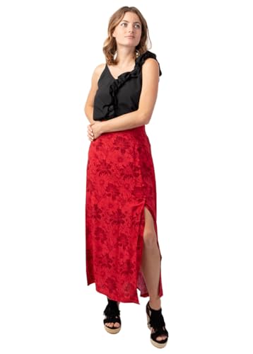 Jupe en viscose Liberty rouge une pièce longue d'été fluide et raffinée