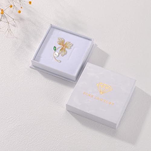 Image of Flower Floral Pearl Brooch Rhinestone Crystal Brooch Leaf Bouquet Brooch Pin Fashion Dress Accessories Birthday Graduation Jewelry Gift For Women