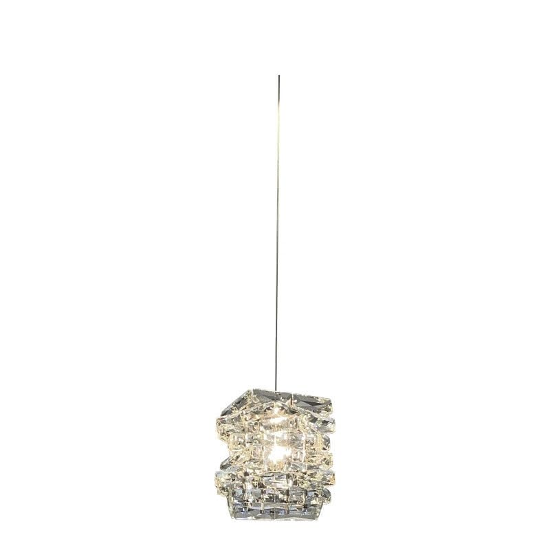 Petit luminaire suspendu en cristal transparent et suspension moderne