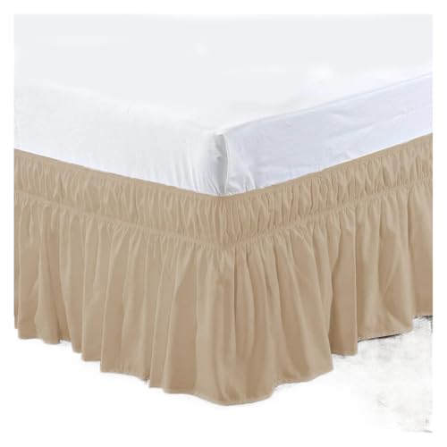 Falda de Cama Falda de Cama, Funda Protectora Uso Apto para, hogar sin Superficie, Banda elástica, Falda, tamaño Twin/Full/Queen/King(Brown,Full 190.5x137x40cm)