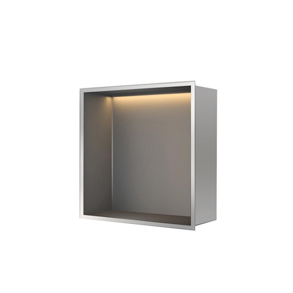 QUSYZD Black Stainless Steel Shower Niche with Light Waterproof Wall Inserted Organizer Shelf for Bathroom Storage,Grey-120x28x12.5cm,Grey-32x32x12.5cm