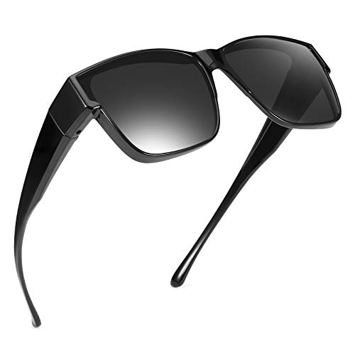 Br'Guras Oversized Fit Over Sunglasses Wear Over Glasses with Polarized Lenses Retro Squared Sunglasses for Men