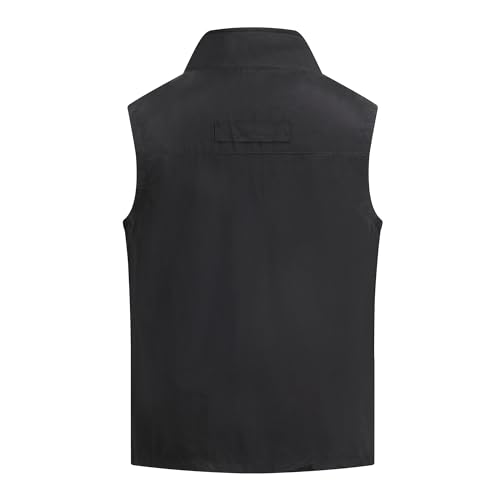 MeiLayM Herren Outdoor Weste mit Vielen Taschen Schnelltrocknende Freizeitweste Leicht Anglerweste Sommer Atmungsaktiv Ärmellose Jacke Sport Multifunktionsweste Camping Fotografie Weste Schwarz,XXL