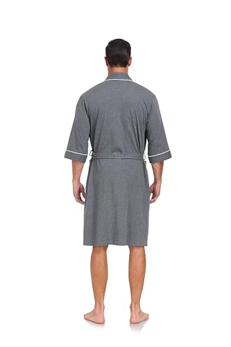 Image of COLORFULLEAF 100% Cotton Men's Bathrobes Summer Kimono Short Sleeve Lightweight Soft Breathable Spa Robe for Men