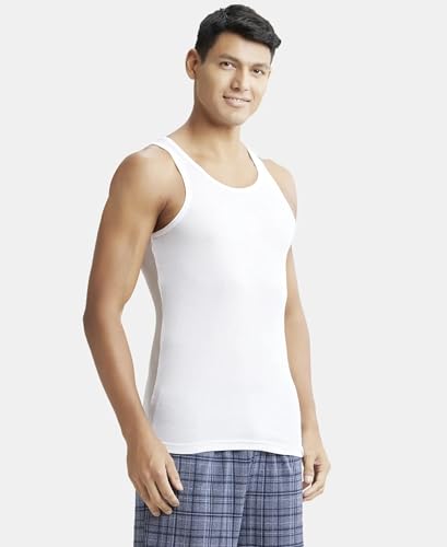Jockey IC13 Men's Tencel Micro Modal Cotton Rib Slim Fit Sleeveless Vest with Extended Length for Easy Tuck