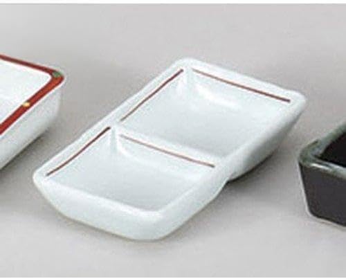 Set of 10 Condiment Dishes, Red Line, 2-Piece Assortment, 4.5 x 2.4 x 0.9 inches (11.4 x 6.2 x 2.3 cm), Reinforced [Ryotei, Ryokan, Japanese Tableware, Restaurants, Commercial Use, Tableware]