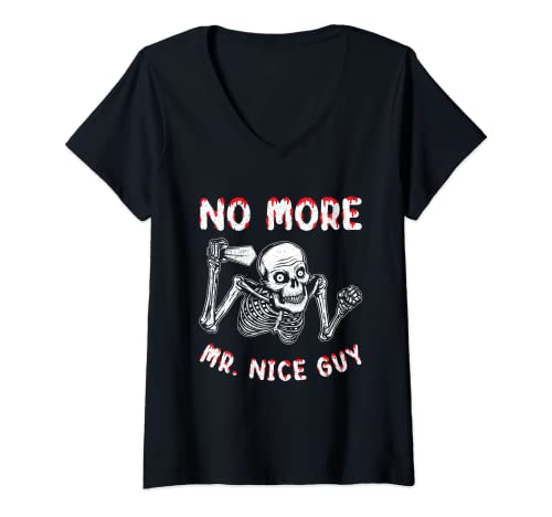 Damen Nie mehr Mr. Nice Guy T-Shirt mit V-Ausschnitt