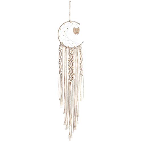 Shiwaki Macrame Dream Catcher Wall Hanging Tapestry Cotton Dreamcatcher Owl Boho Home Decorations Wedding Ornaments Craft Gifts (Owl)