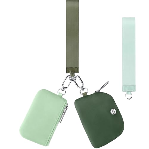 Mini Zip Around Dual Pouch Wristlet With 2 Straps Wristlet Keychain Wallet for Women Coin Purse Small Cute for Teen Girl