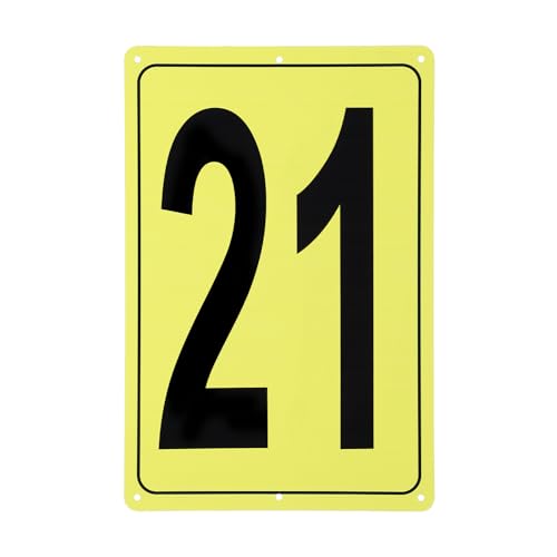 Placa de metal número 21 PATIKIL letrero rectangular de aluminio amarillo 12x8 pulgadas