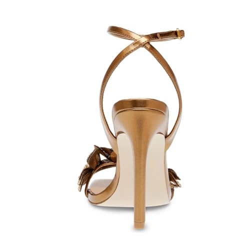 miss left Women Rhinestones Stiletto Heel Sandals with Strap Buckle Flower Embellished Open Square Toe High Heel Pumps Chic Wedding Event Dress Shoes Size 4-16 US2